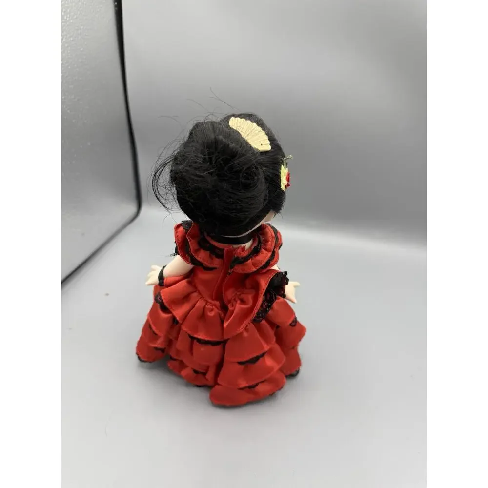 Precious Moments Doll Spanish Flamenco Dancer Red Black Dress 8” Vinyl